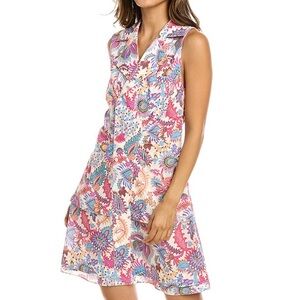 10 Crosby Derek Lam Satina Sleeveless Shirtdress Floral Women’s 6 Summer Spring